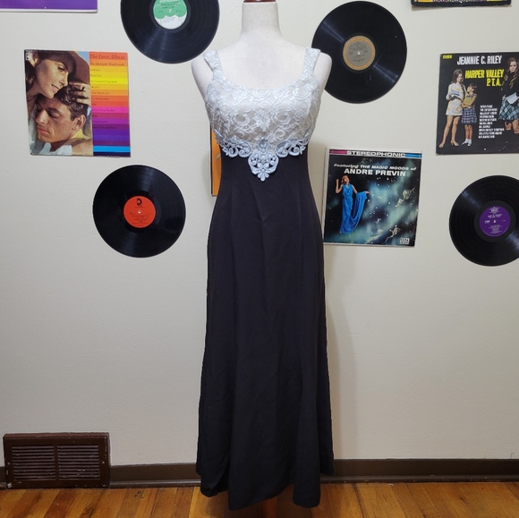 Scott McClintock | Vintage Blue Lace + Black Formal Gown - Picture 1 of 8